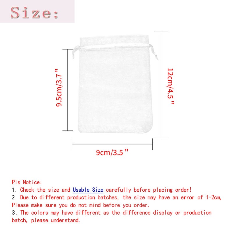 Bezall 100Pcs Organza Gift Bags 3.5x4.5 inch, White Drawstring Mesh Jewelry Bags, Wedding Party Favor Festival Gift Candy Pouches - Image 3